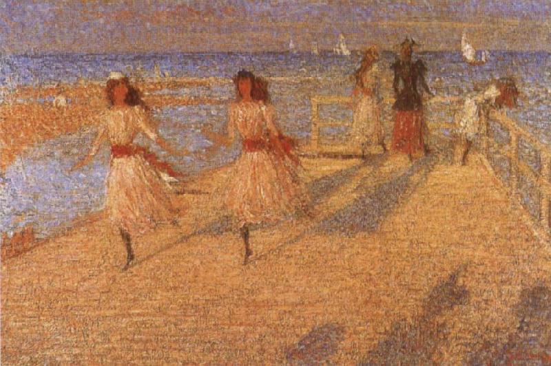 Philip Wilson Steer Girls Running Spain oil painting art